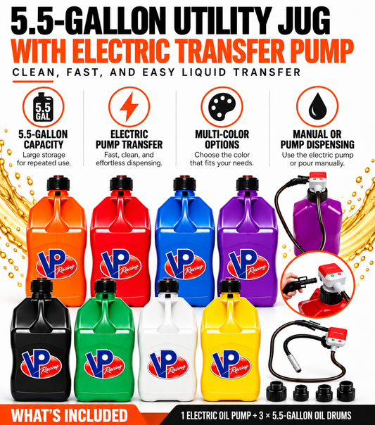 Gallon Fuel Container with Electric Pump, Heavy Duty HDPE Gas Jug for Racing, Farm & Outdoor Fuel Transfer