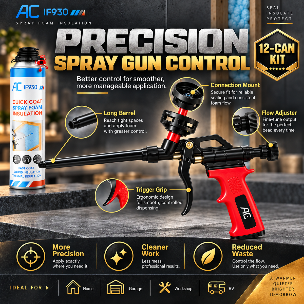 DIY Spray Foam Insulation Kit – Fast Expansion Air Sealing Foam for House Draft Blocking, Thermal Insulation & Noise Reduction