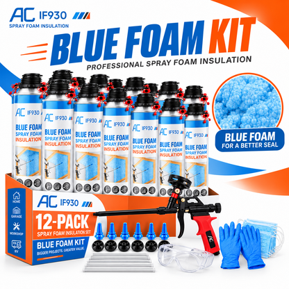Quick Coat Expanding Spray Foam Insulation Kit, Choose Blue or White Foam, Precision Spray Gun Kit