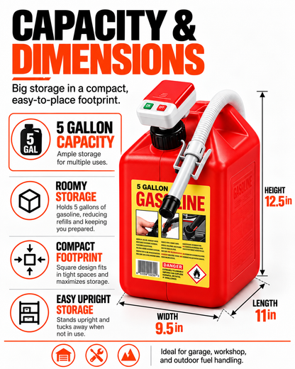 Gallon Fuel Container with Electric Pump, Heavy Duty HDPE Gas Jug for Racing, Farm & Outdoor Fuel Transfer